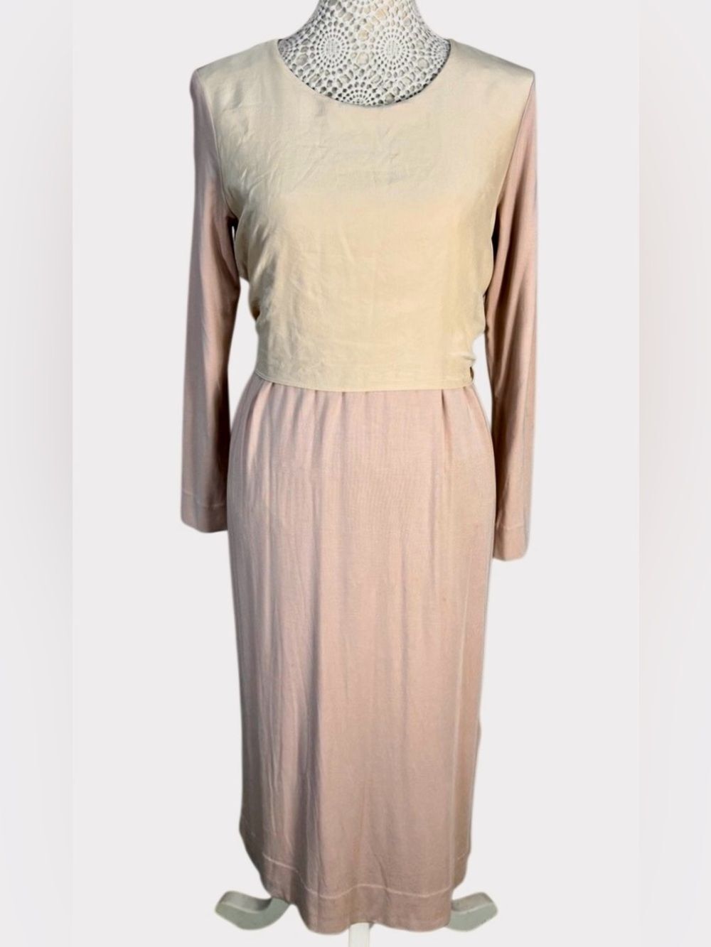 COS Shift Dress with Silk Overlay in Blush Pink Women’s S